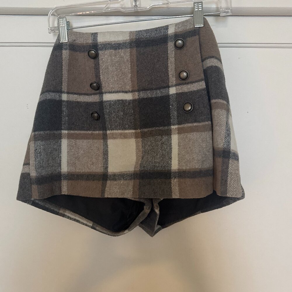Forever 21 Plaid Wool-Blend Skort – Size Medium